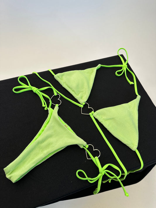 Lime Chrome Heart Bikini Set