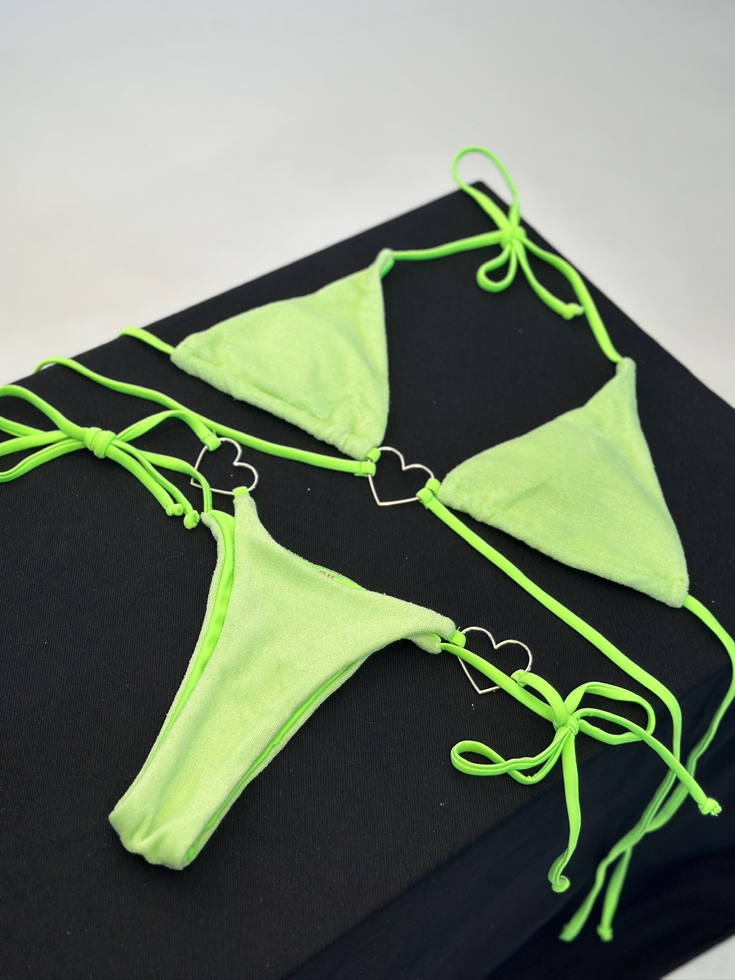 Lime Chrome Heart Bikini Set